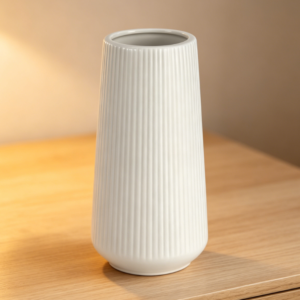 White Ceramic Small Vase – Cute and Petite Reed Vase – Farmhouse Style – Suitable for living rooms, dining tables, bedrooms, and kitchen shelves